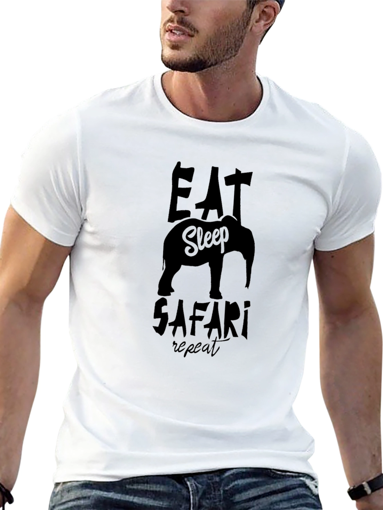 Eat Sleep Safari Repeat Black T-Shirt