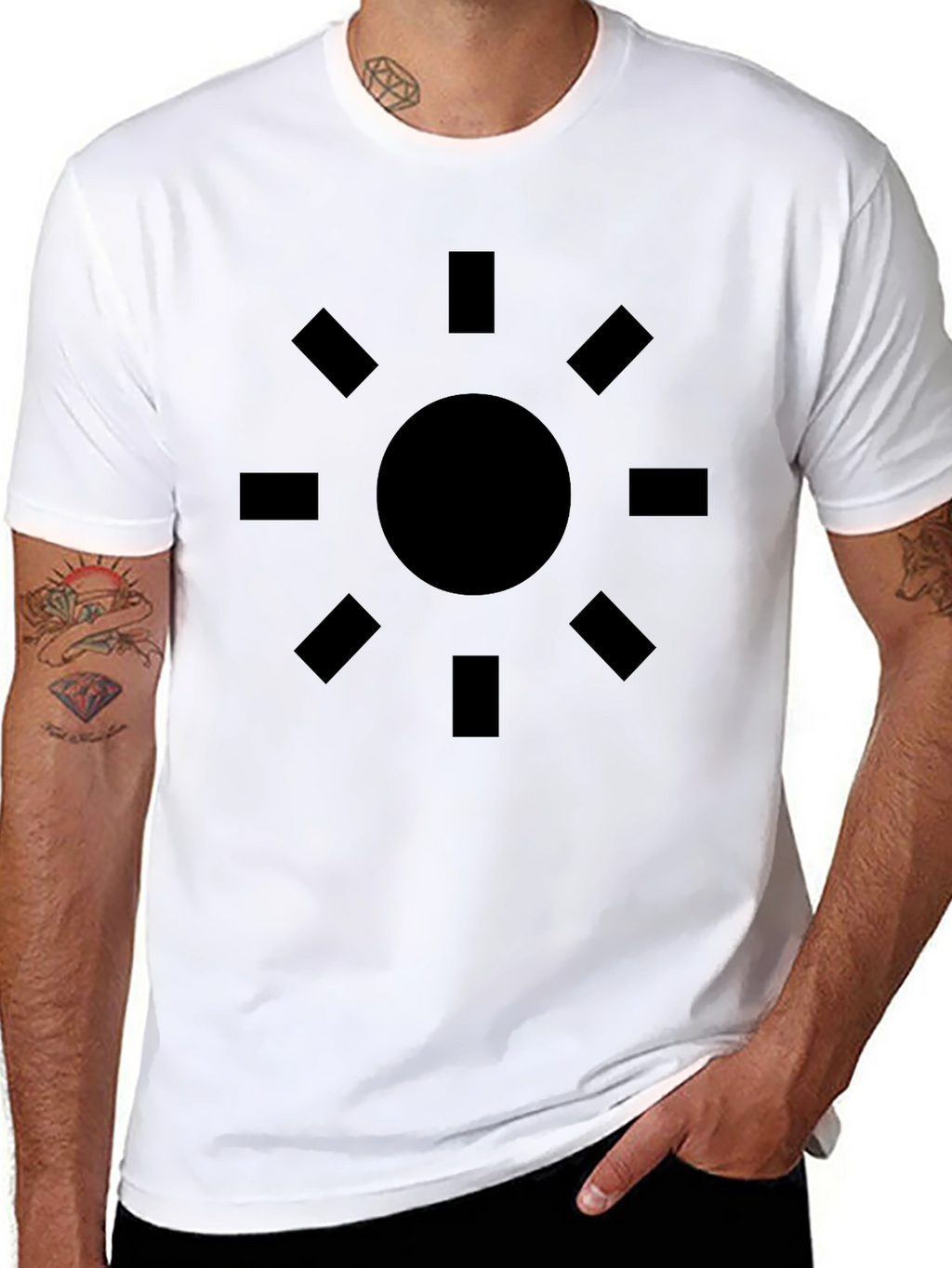 Graphic Sun Design Black T-Shirt - Casual Style