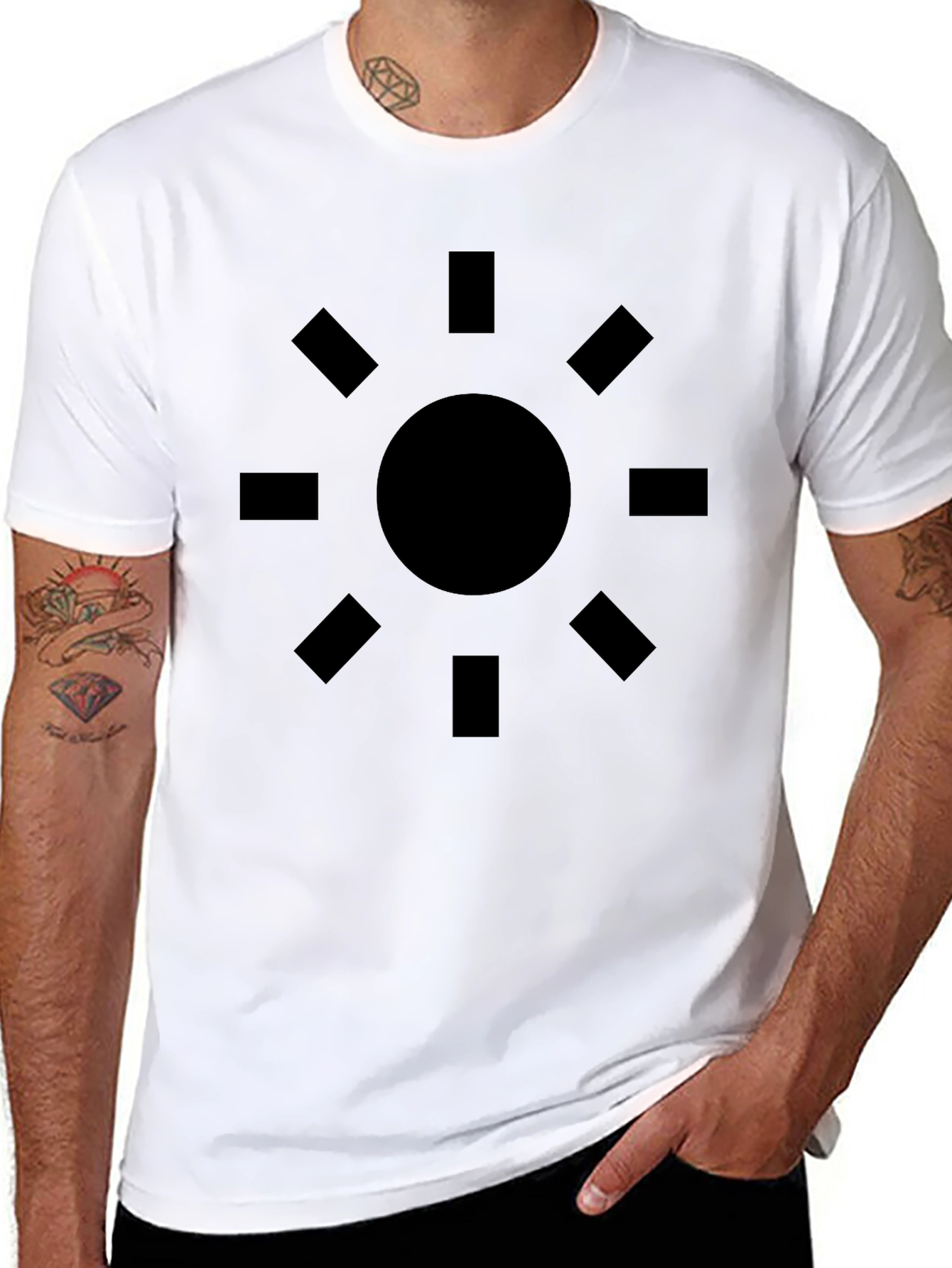 Graphic Sun Design Black T-Shirt - Casual Style