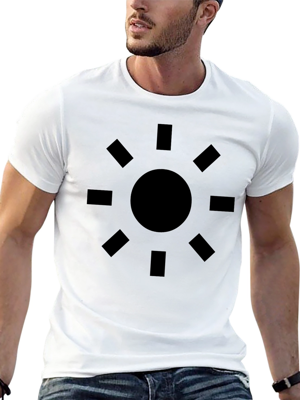 Graphic Sun Design Black T-Shirt - Casual Style