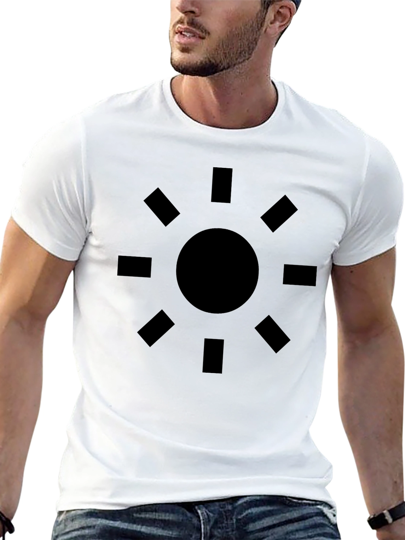Graphic Sun Design Black T-Shirt - Casual Style