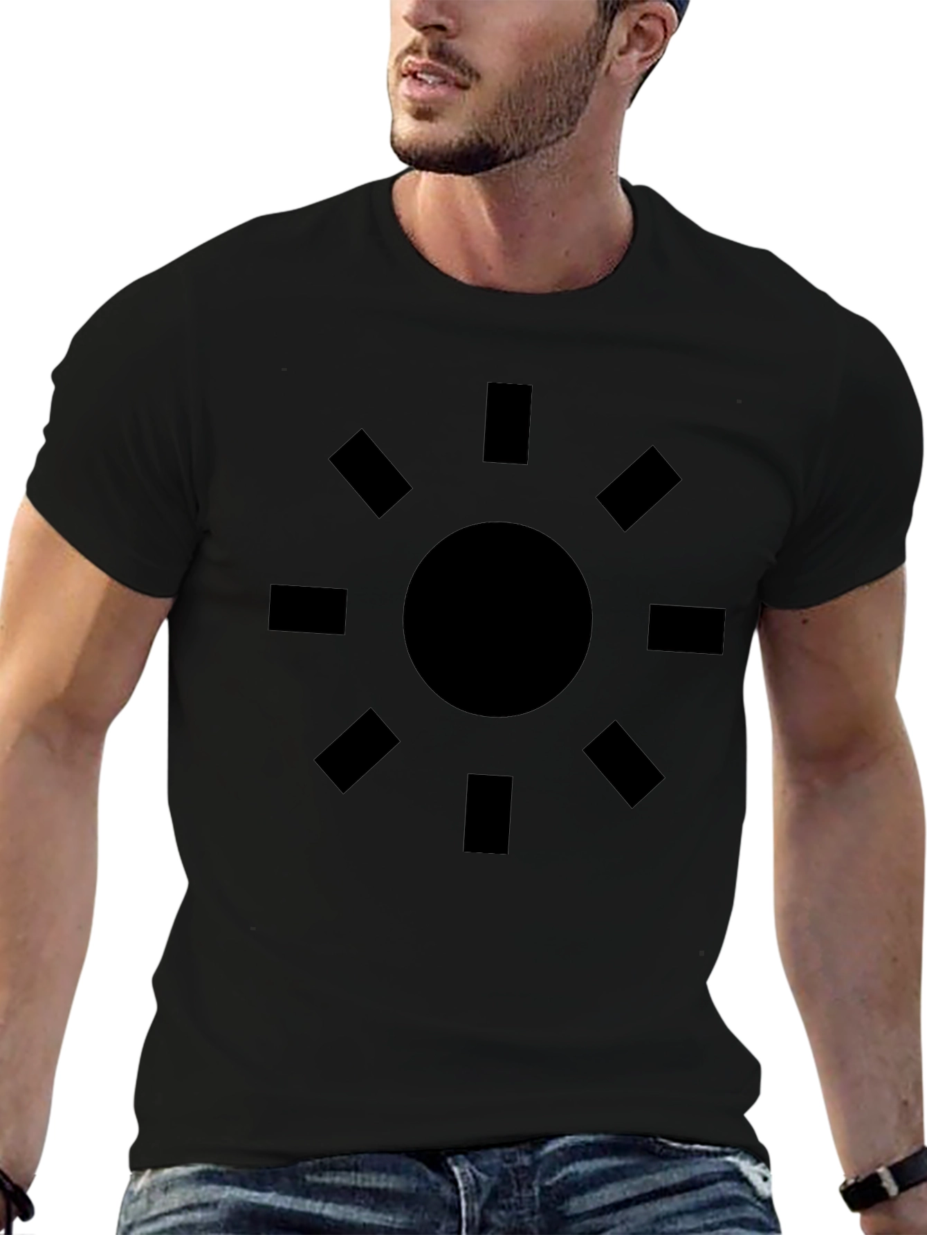 Graphic Sun Design Black T-Shirt - Casual Style
