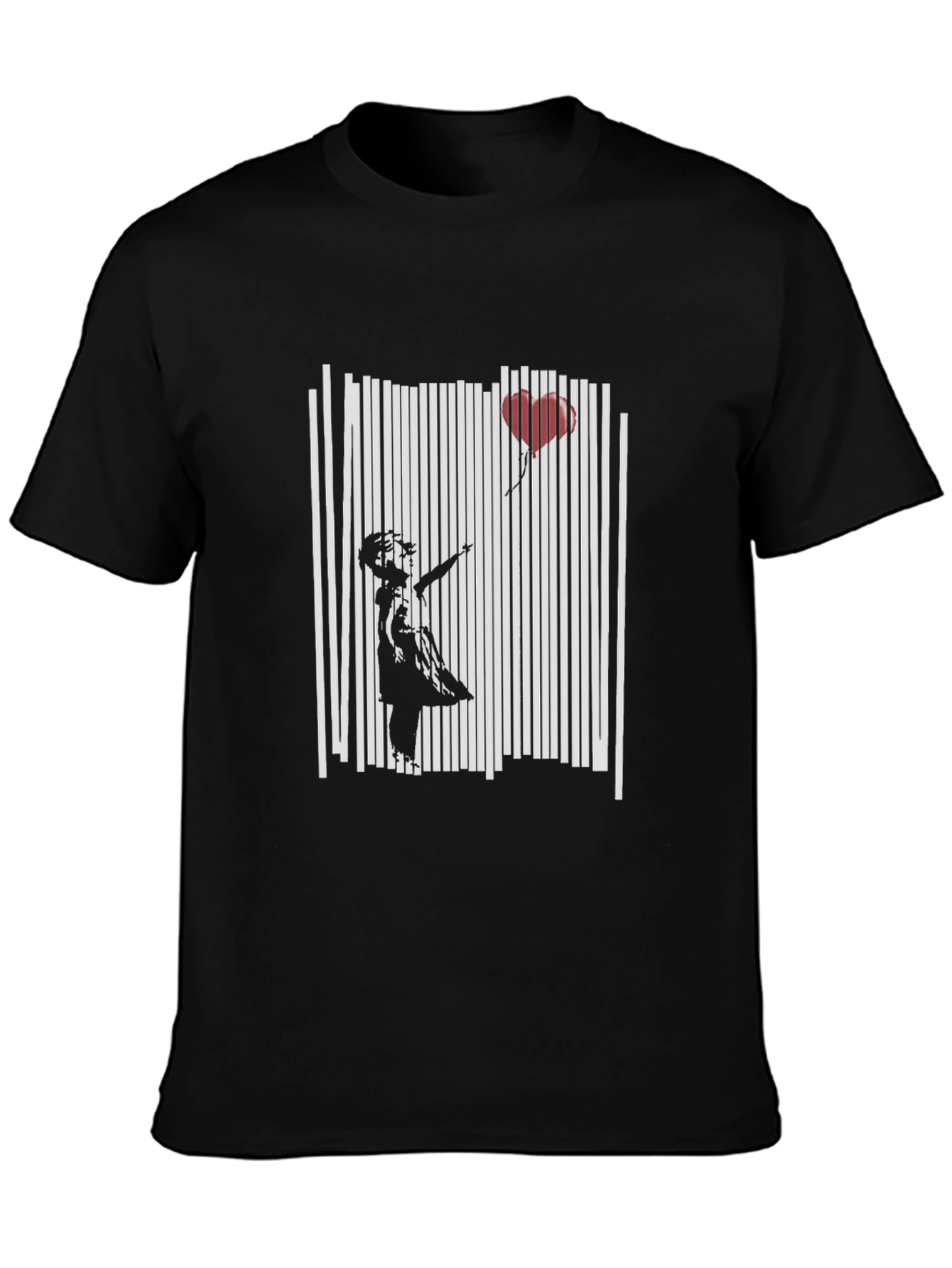 Banksy Girl with Balloon Black T-Shirt