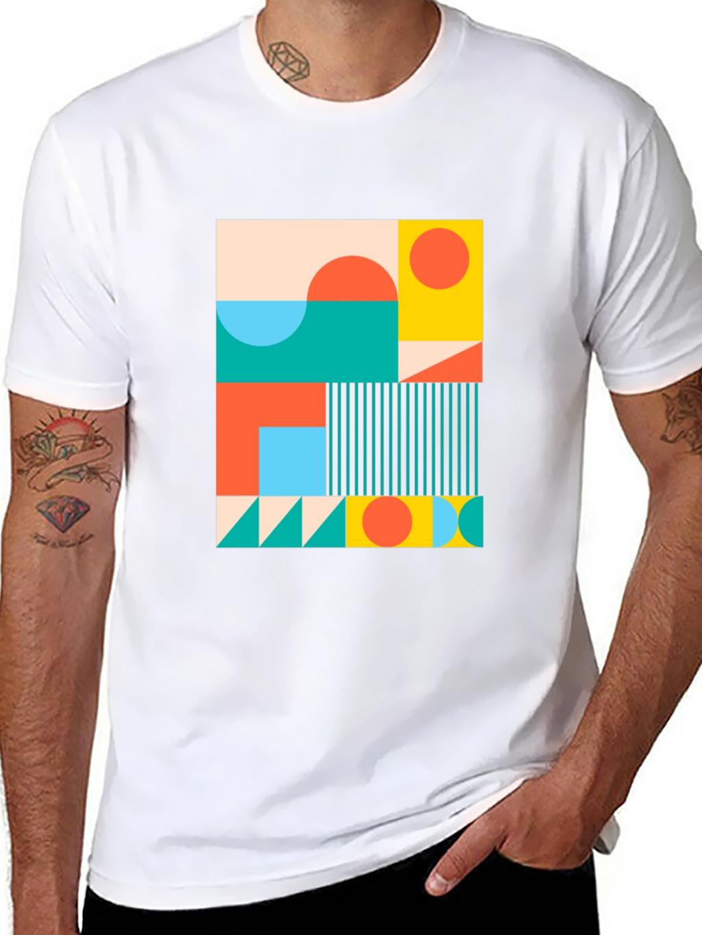 Geometric Pattern Tee - Modern Art Shirt