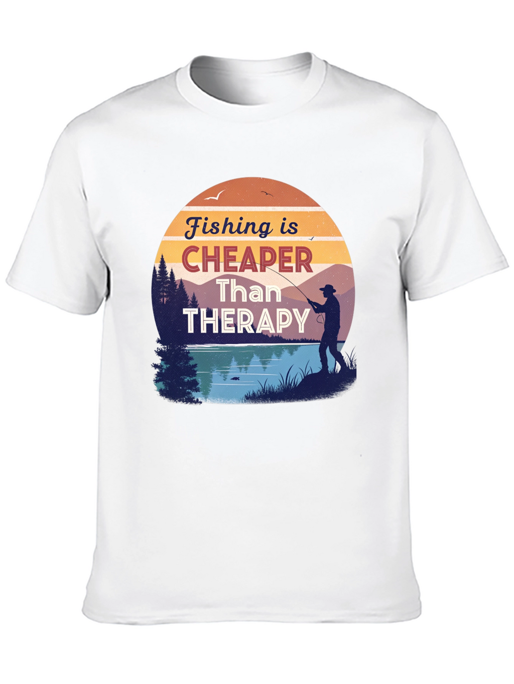 Fishing is Cheaper Than Therapy Black T-Shirt