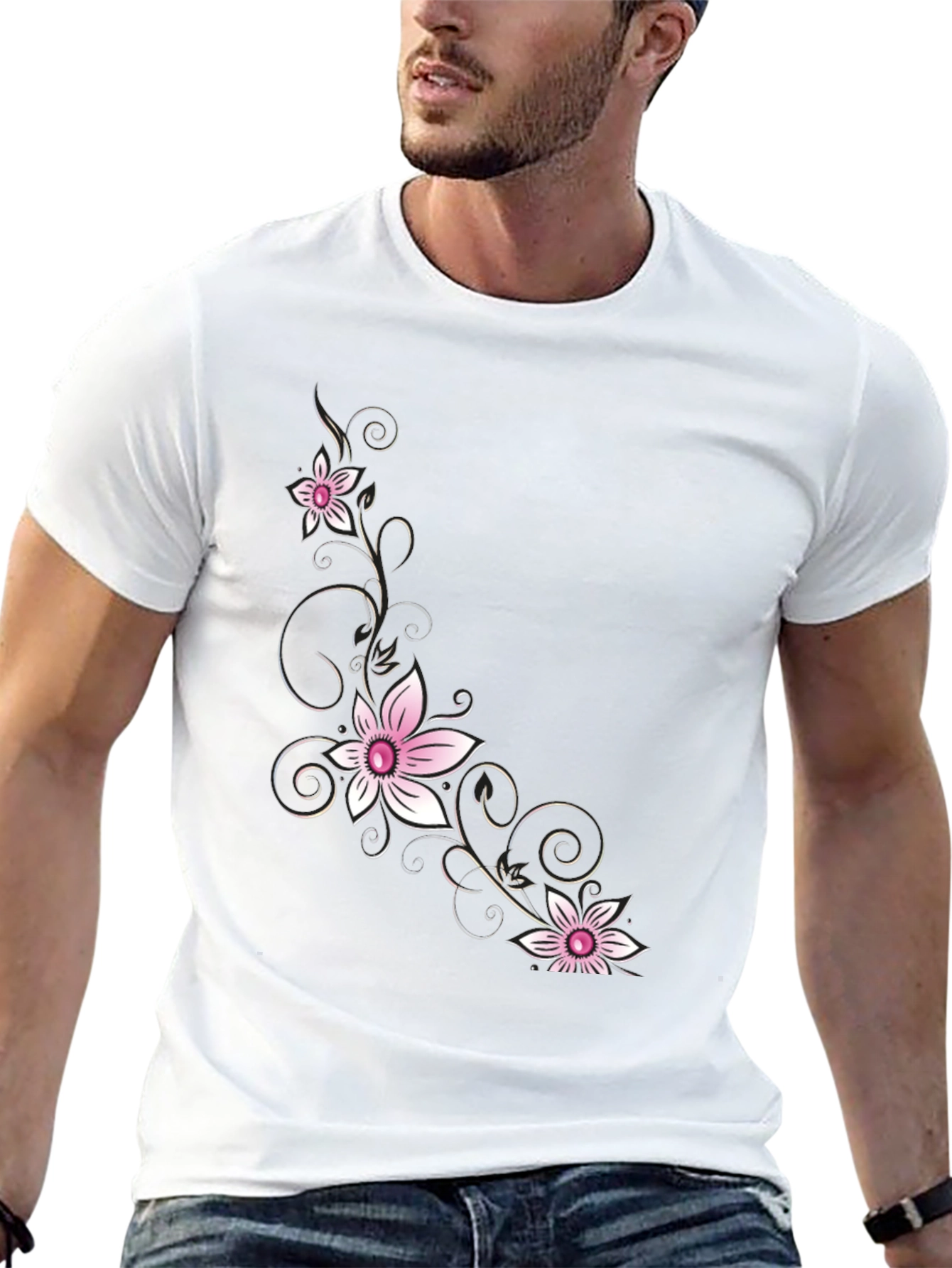 Floral Print Black T-Shirt