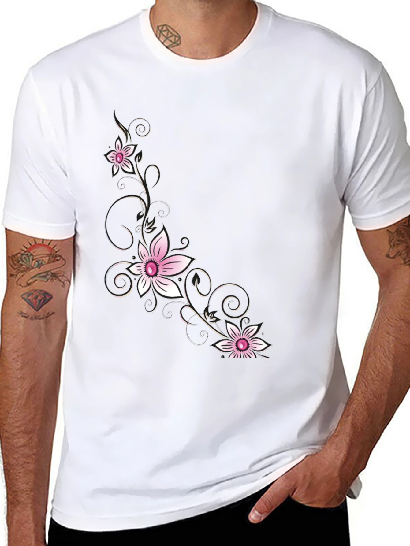 Floral Print Black T-Shirt