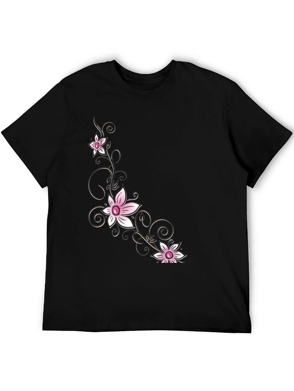 Floral Print Black T-Shirt