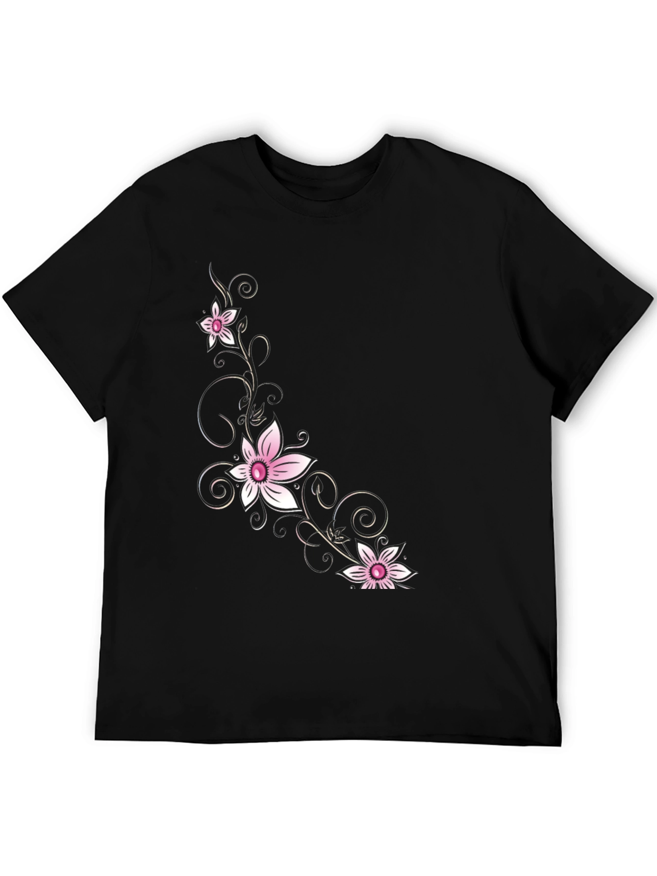Floral Print Black T-Shirt