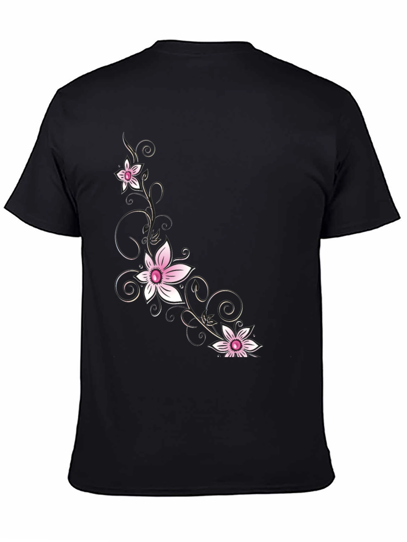 Floral Print Black T-Shirt