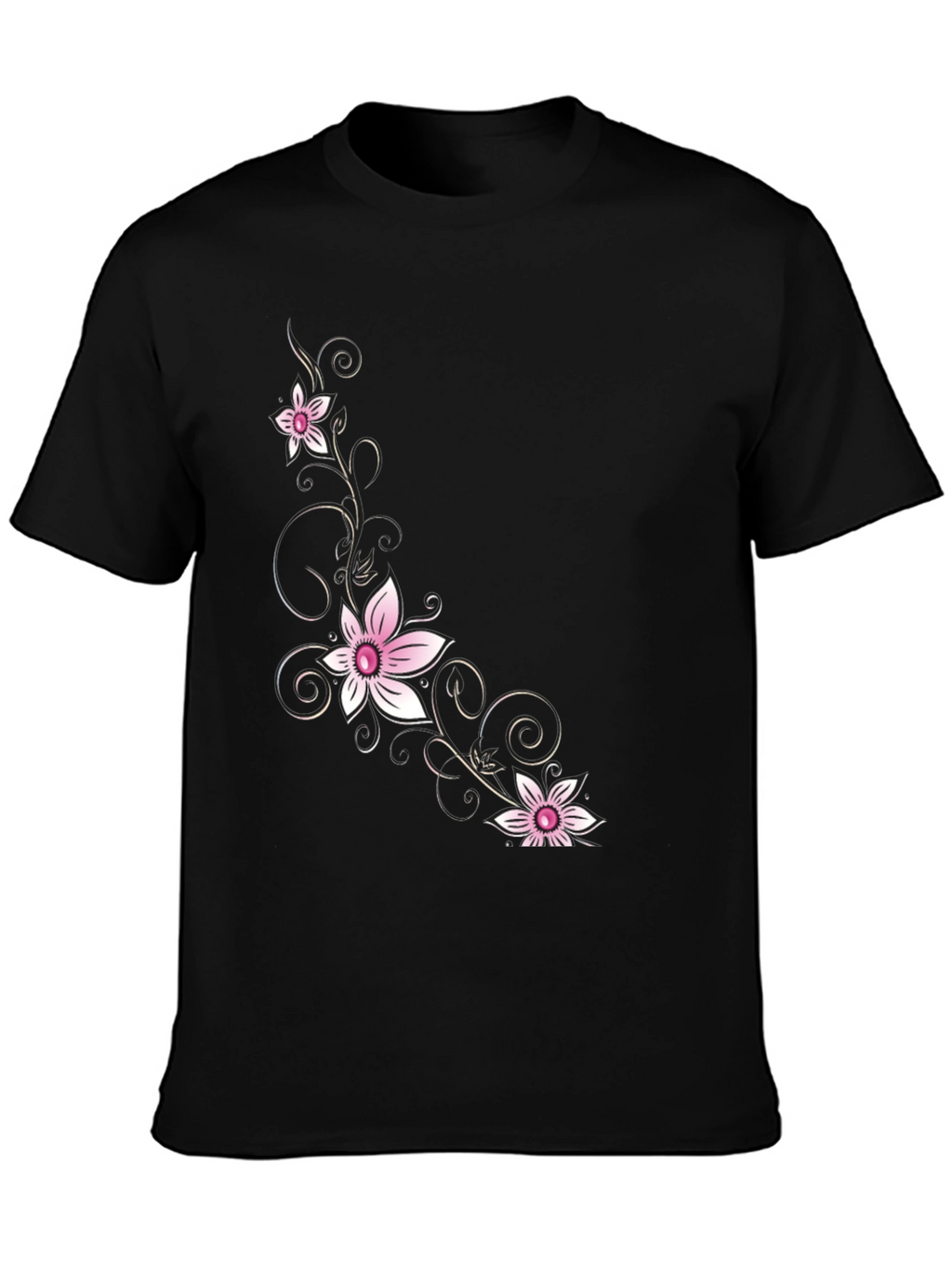 Floral Print Black T-Shirt
