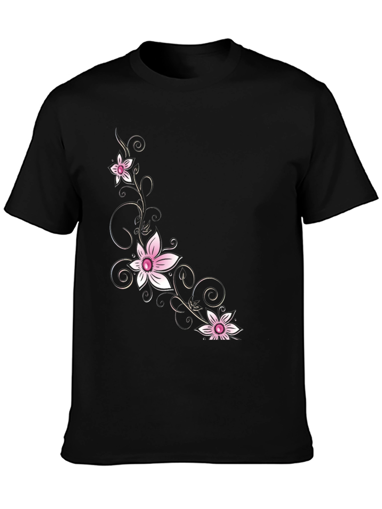 Floral Print Black T-Shirt