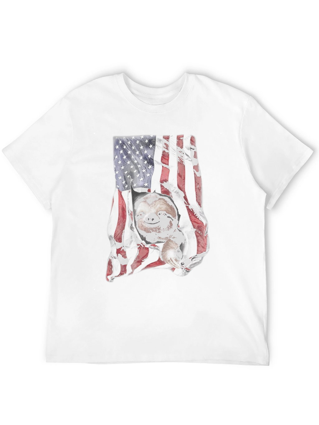 Sloth USA Flag Mens Black T-Shirt