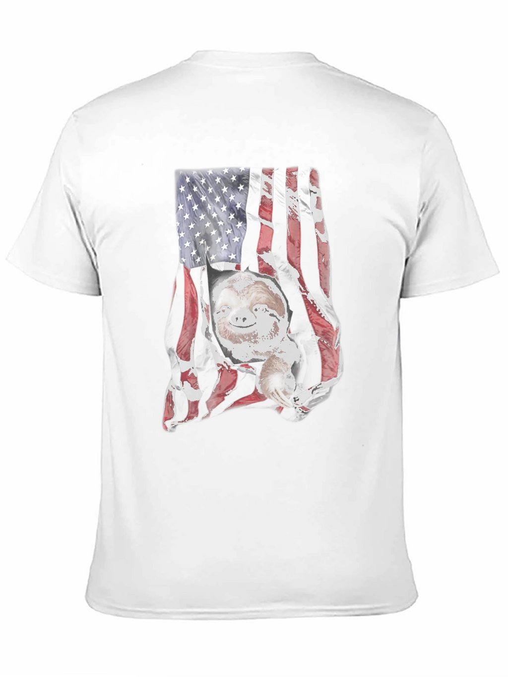 Sloth USA Flag Mens Black T-Shirt
