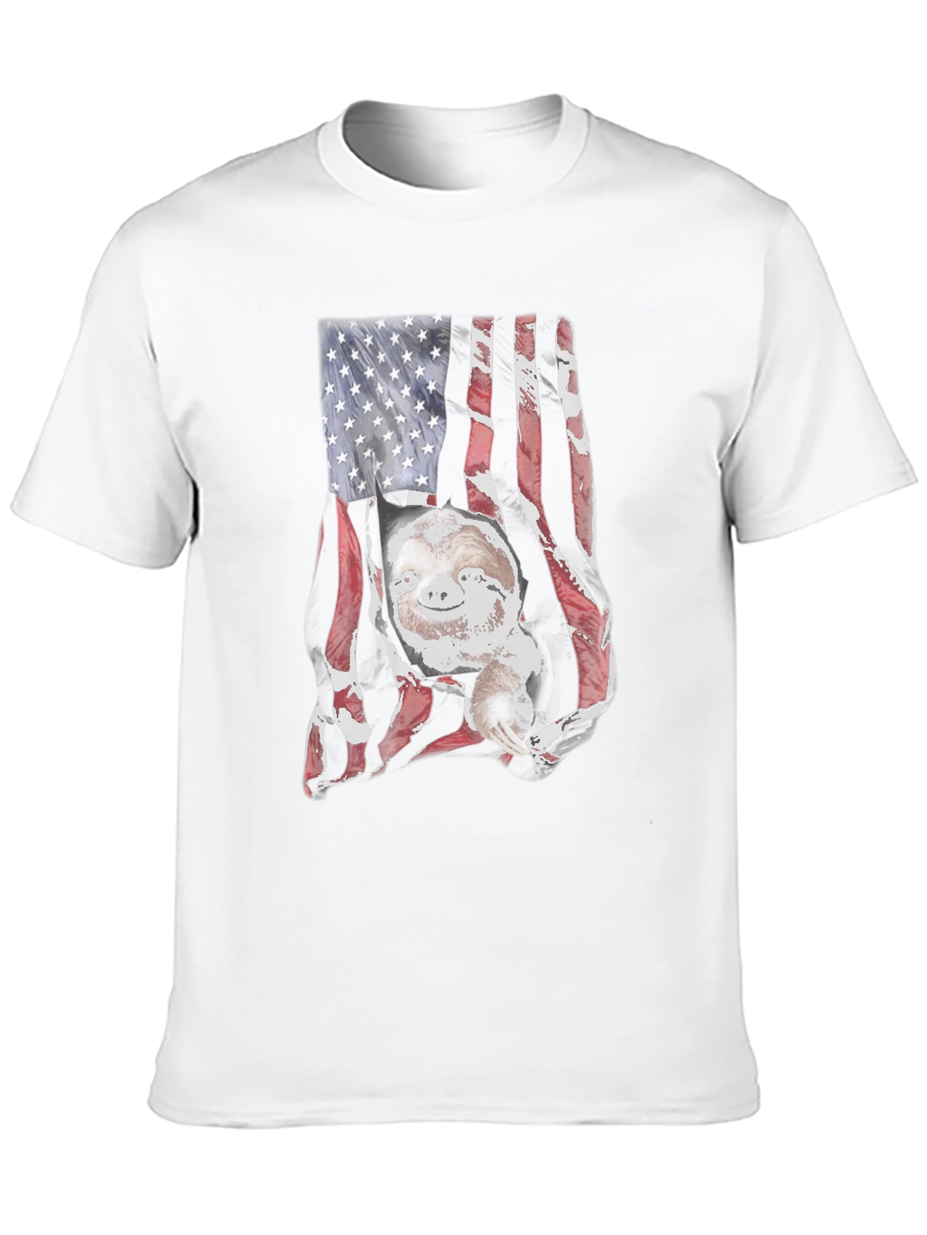 Sloth USA Flag Mens Black T-Shirt