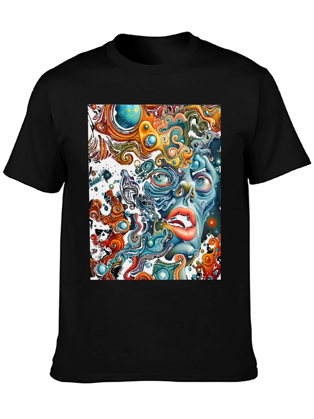 Surreal Face Graphic T-Shirt - Black