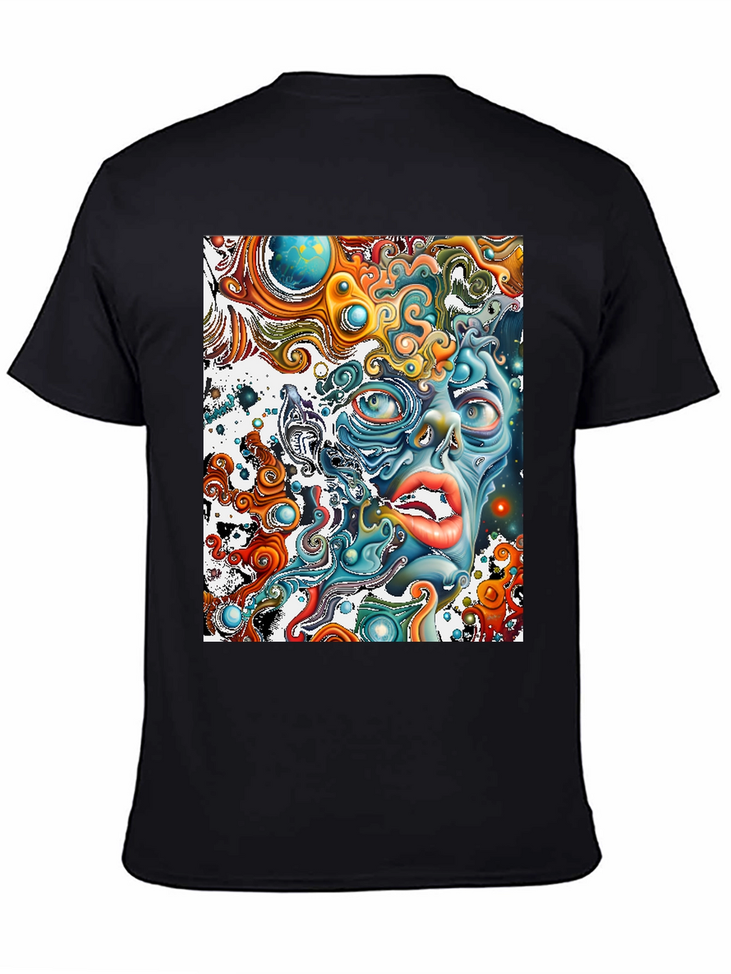 Surreal Face Graphic T-Shirt - Black