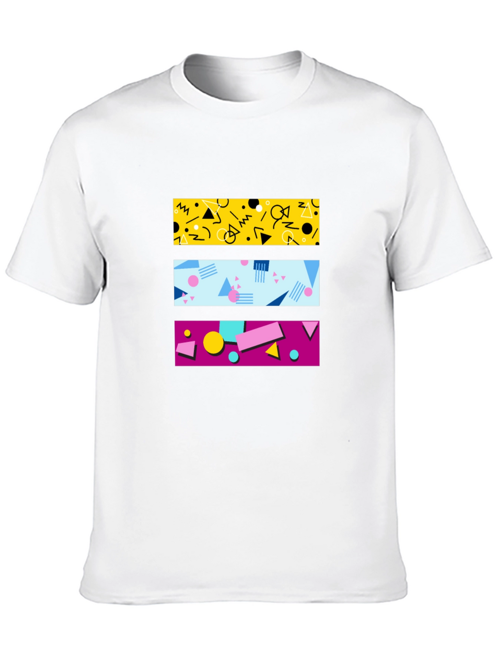 Retro 90s Geometric Pattern Black T-Shirt