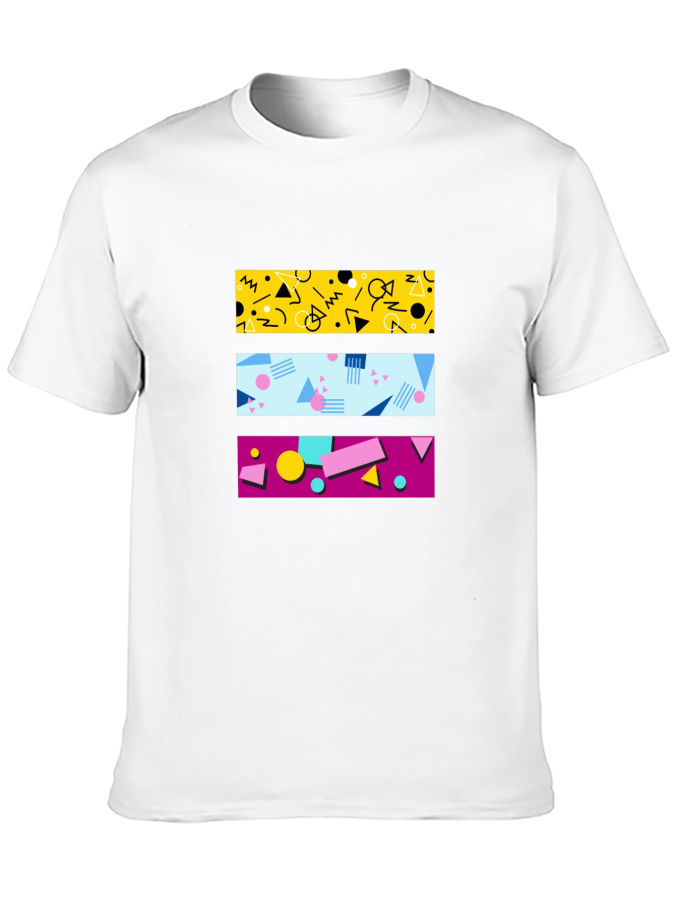 Retro 90s Geometric Pattern Black T-Shirt