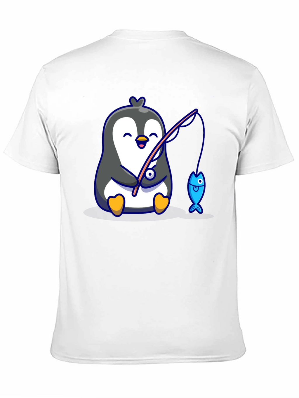 Cute Penguin Fishing Graphic T-Shirt