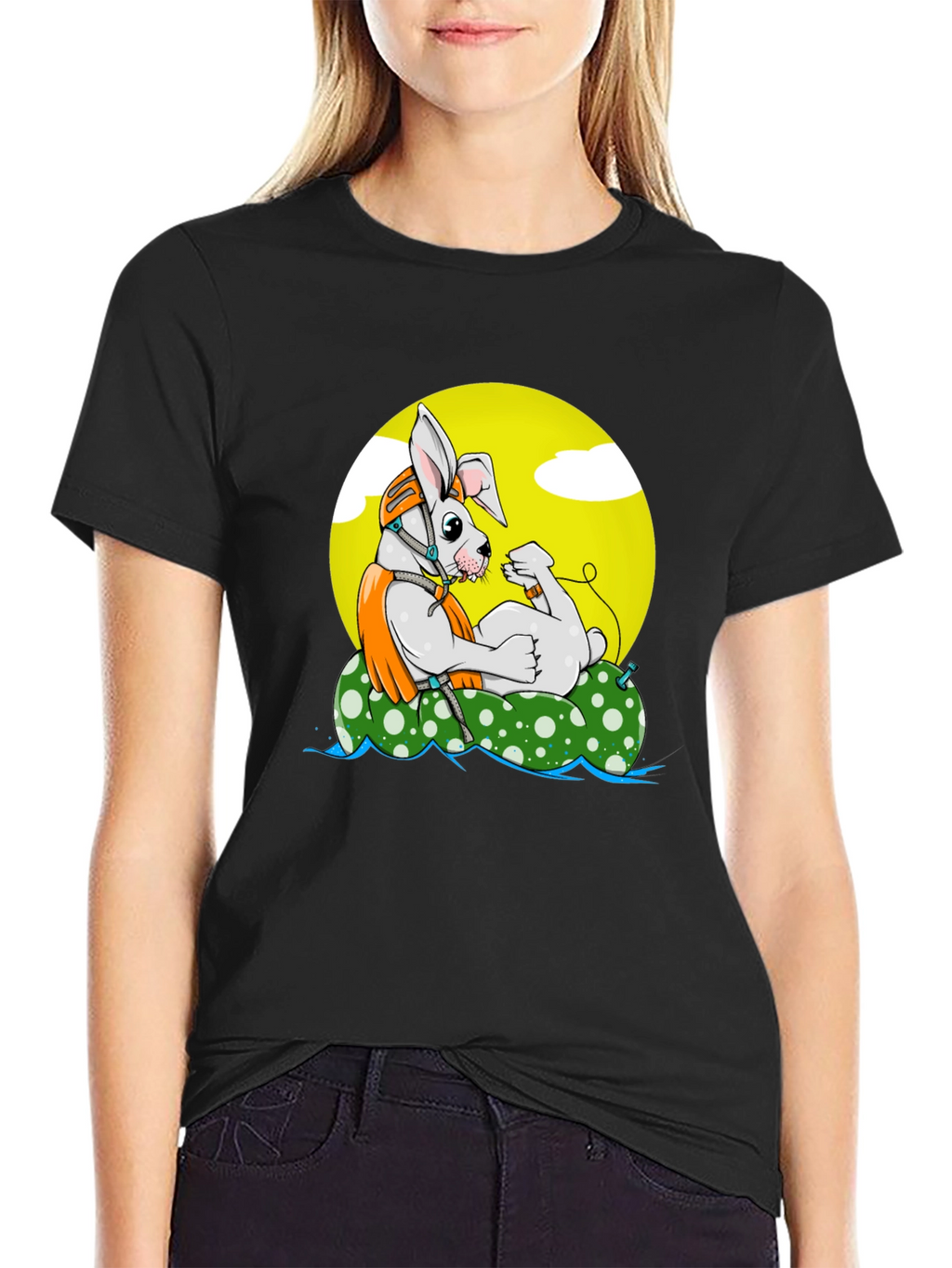 Cool Rabbit on Raft Graphic Tee
