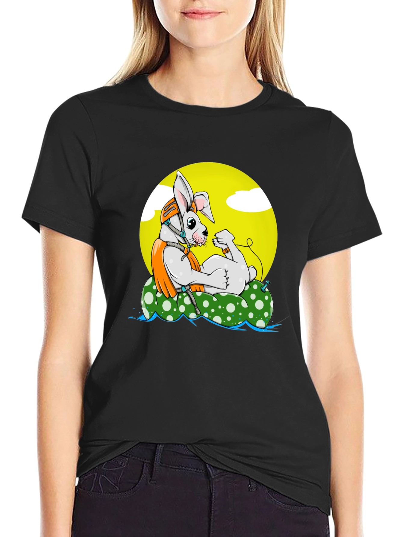 Cool Rabbit on Raft Graphic Tee