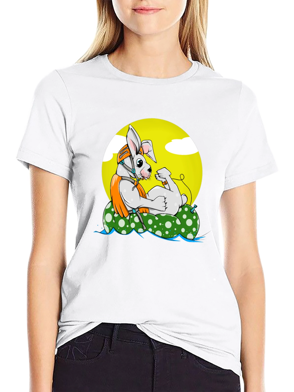 Cool Rabbit on Raft Graphic Tee