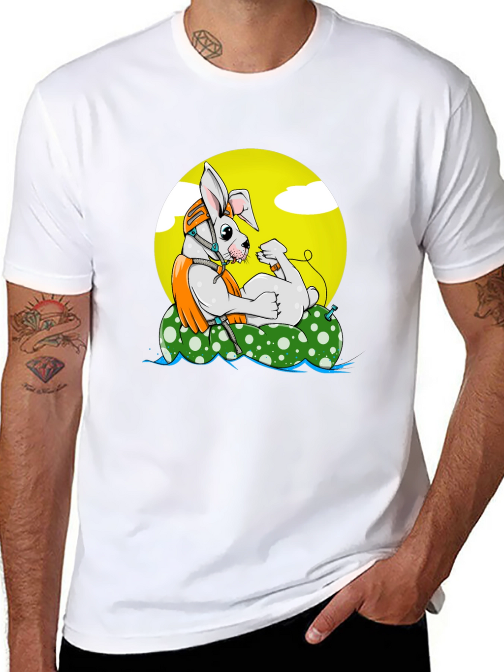 Cool Rabbit on Raft Graphic Tee