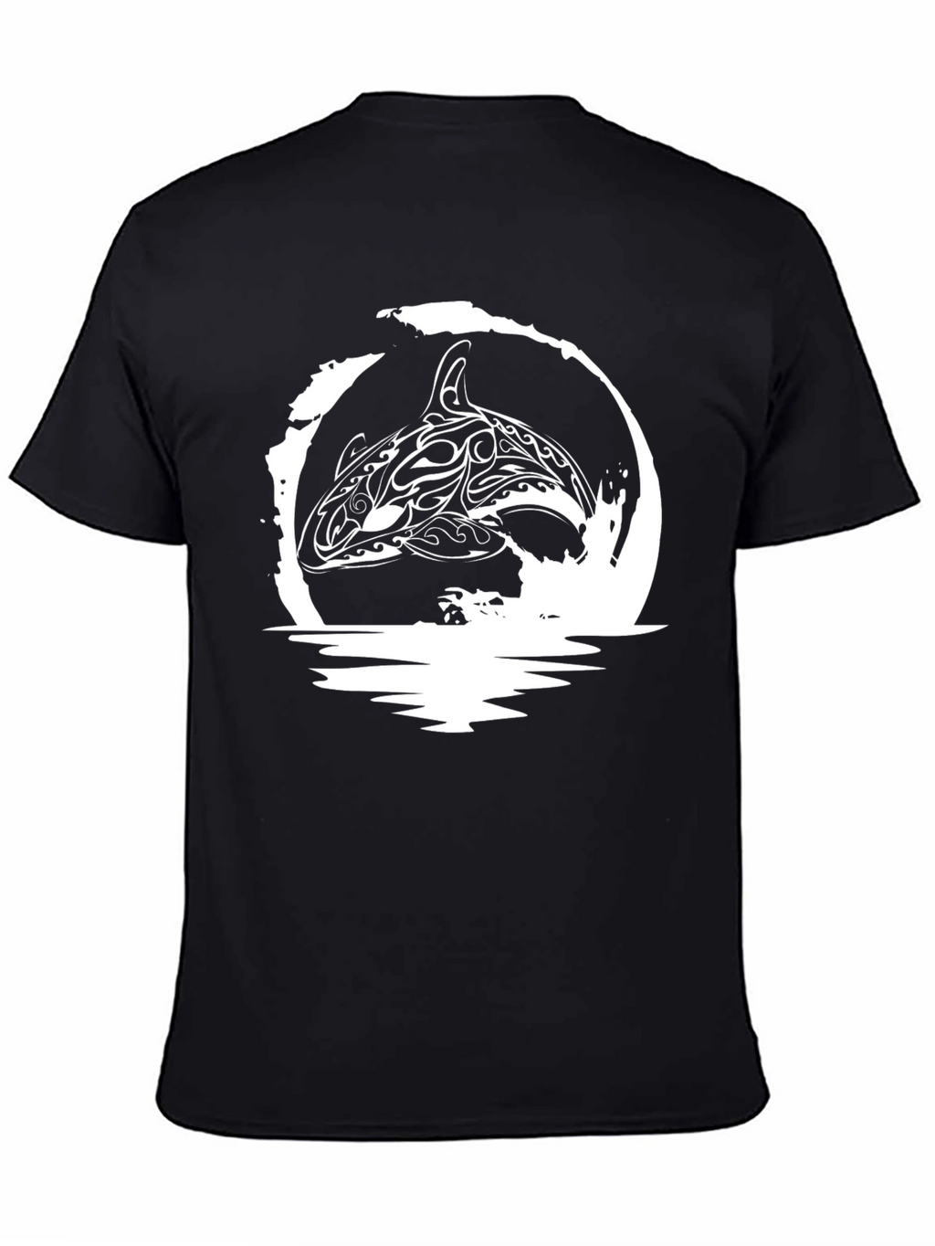 Orca Whale Tribal Design Black T-Shirt