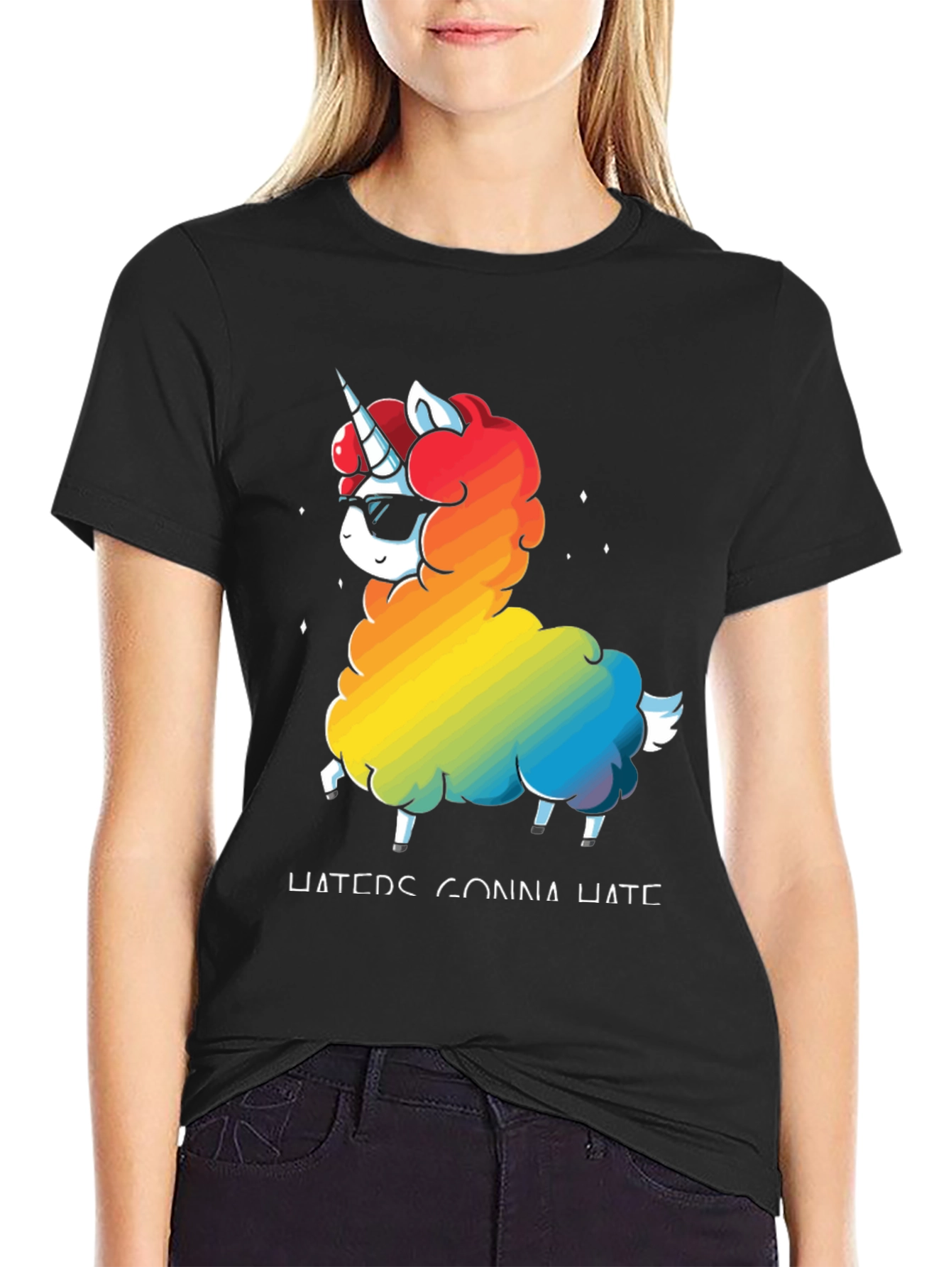 Unicorn Llama Rainbow T-Shirt - Haters Gonna Hate