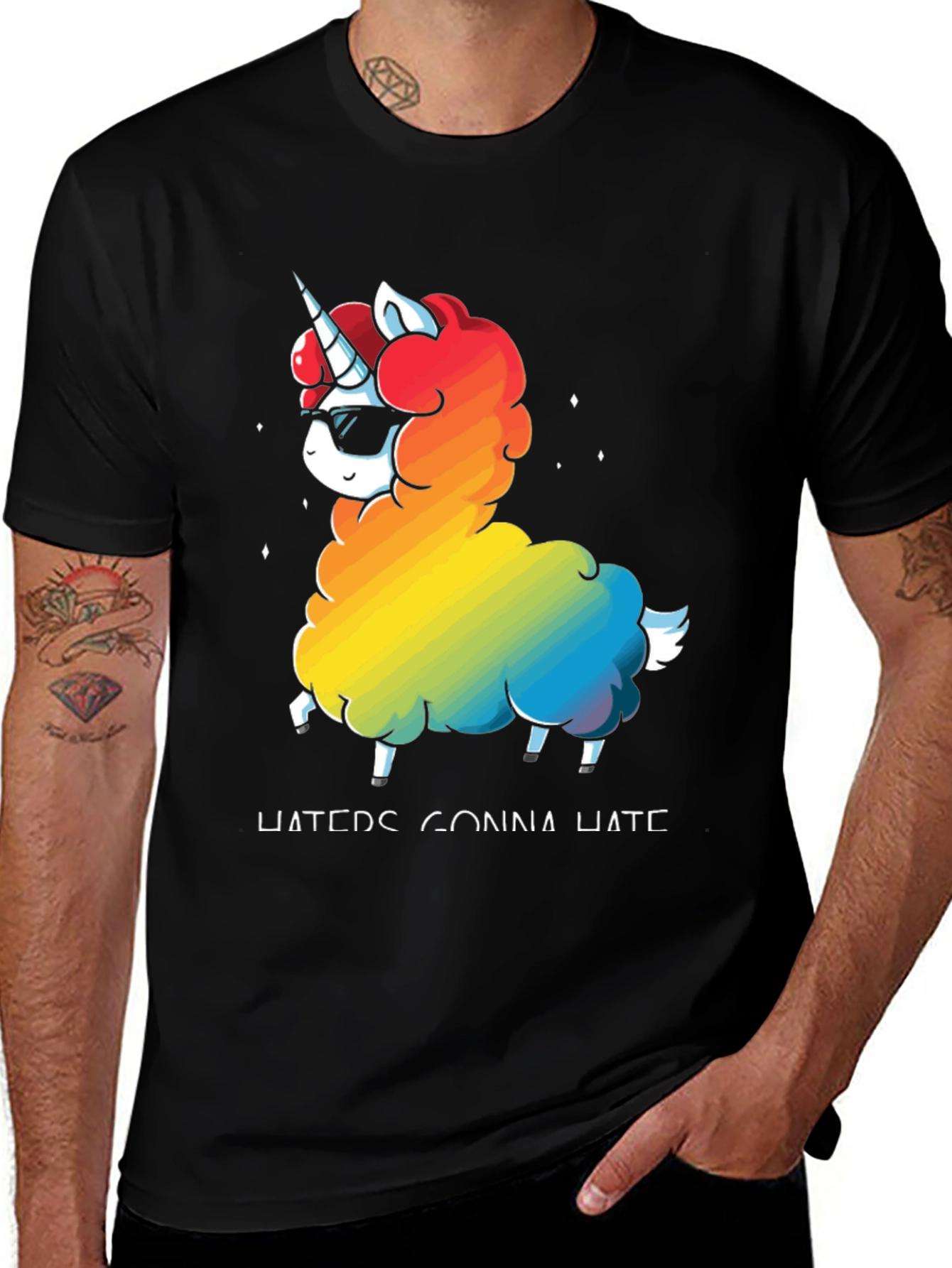 Unicorn Llama Rainbow T-Shirt - Haters Gonna Hate