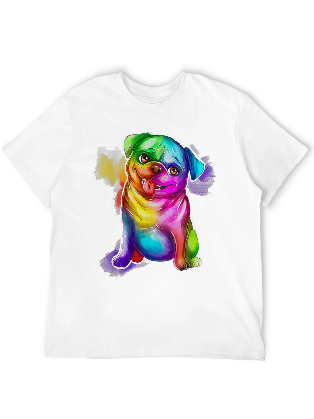 Rainbow Pug Graphic Tee - Mens Black T-Shirt