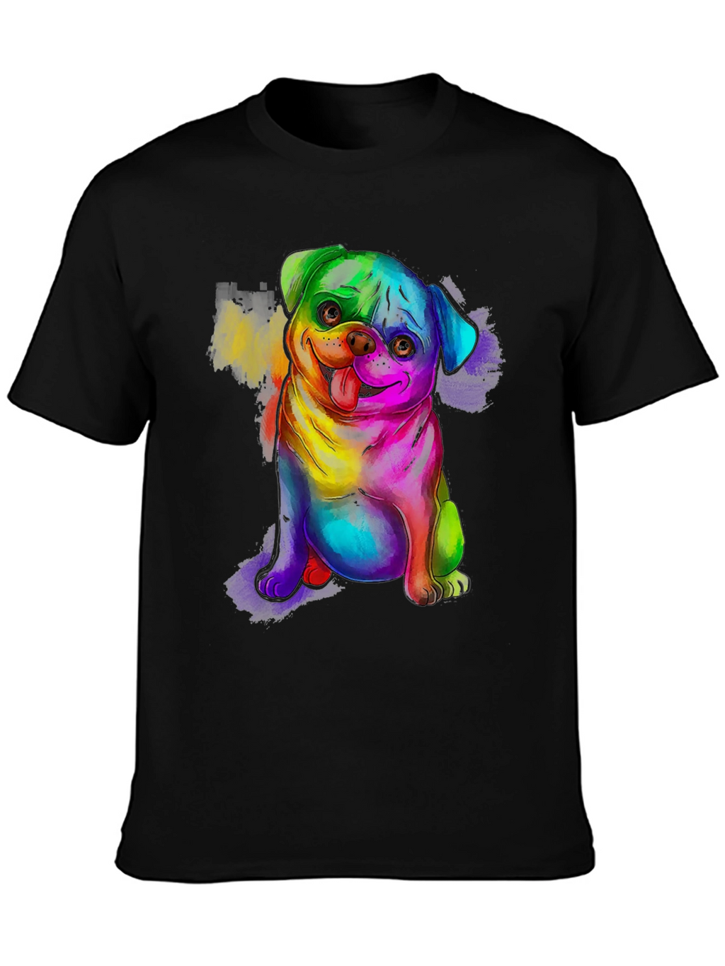 Rainbow Pug Graphic Tee - Mens Black T-Shirt