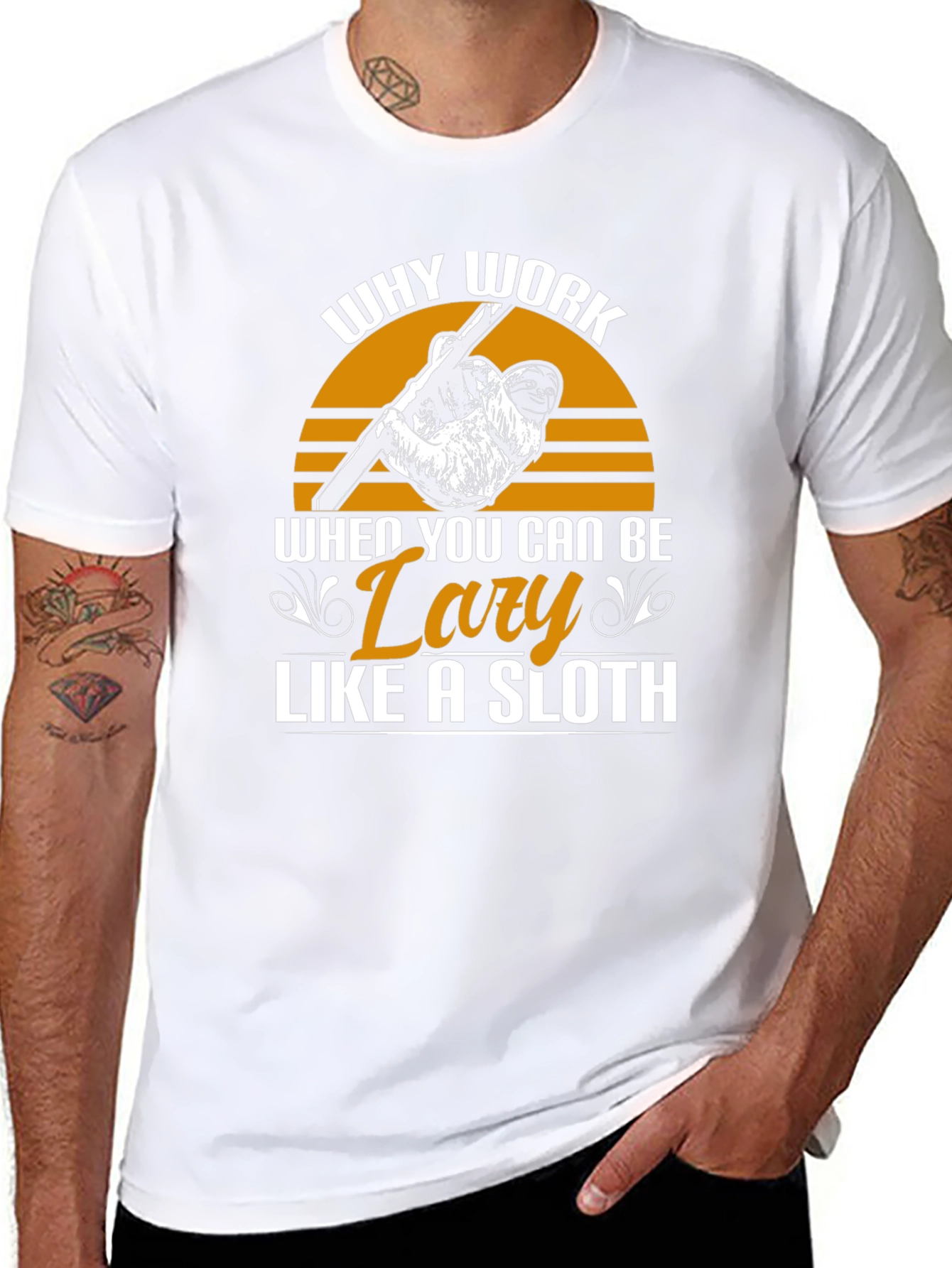 Lazy Sloth Graphic Tee - Why Work?