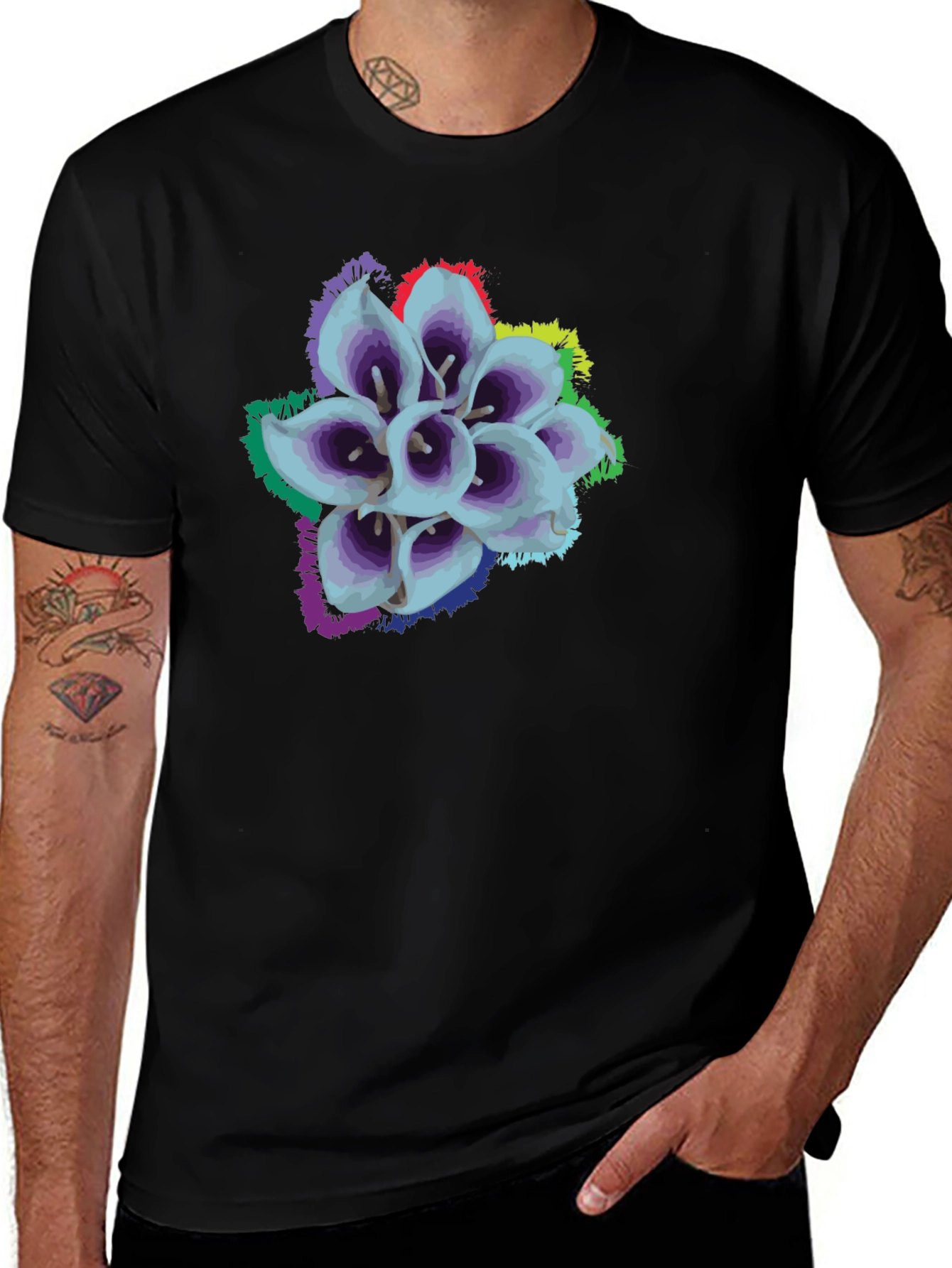 Floral Graphic T-Shirt - Unique Colorful Lily Design