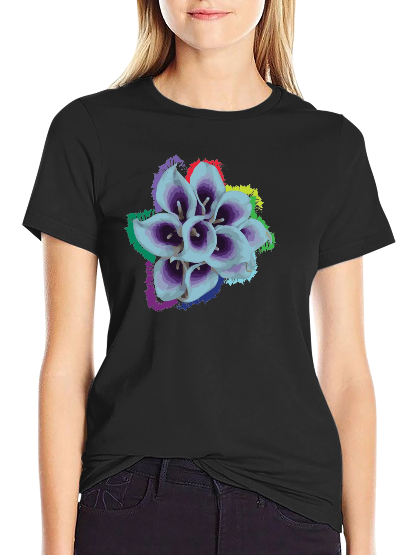 Floral Graphic T-Shirt - Unique Colorful Lily Design