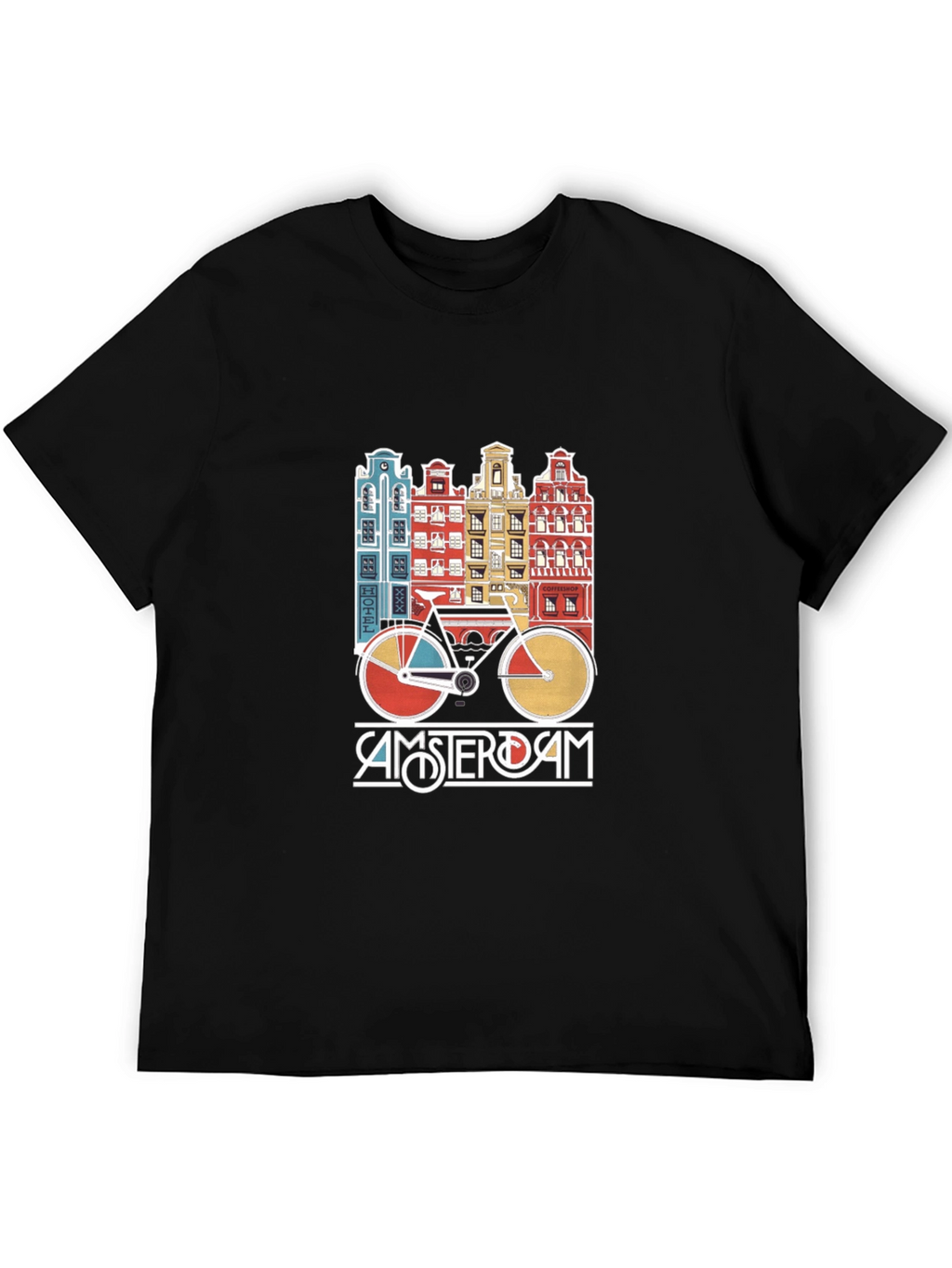 Amsterdam Bicycle T-Shirt - Retro Cityscape Design