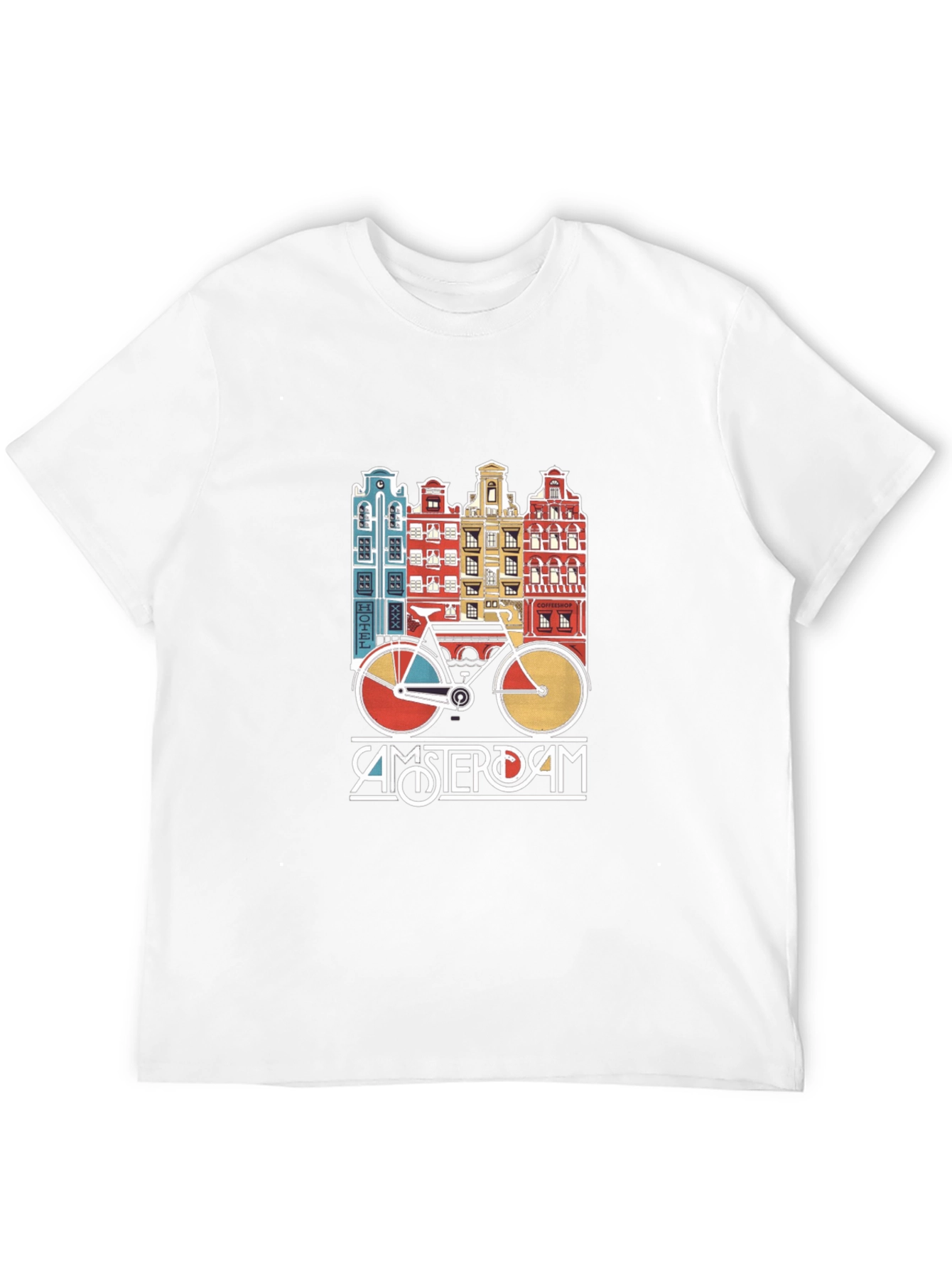 Amsterdam Bicycle T-Shirt - Retro Cityscape Design