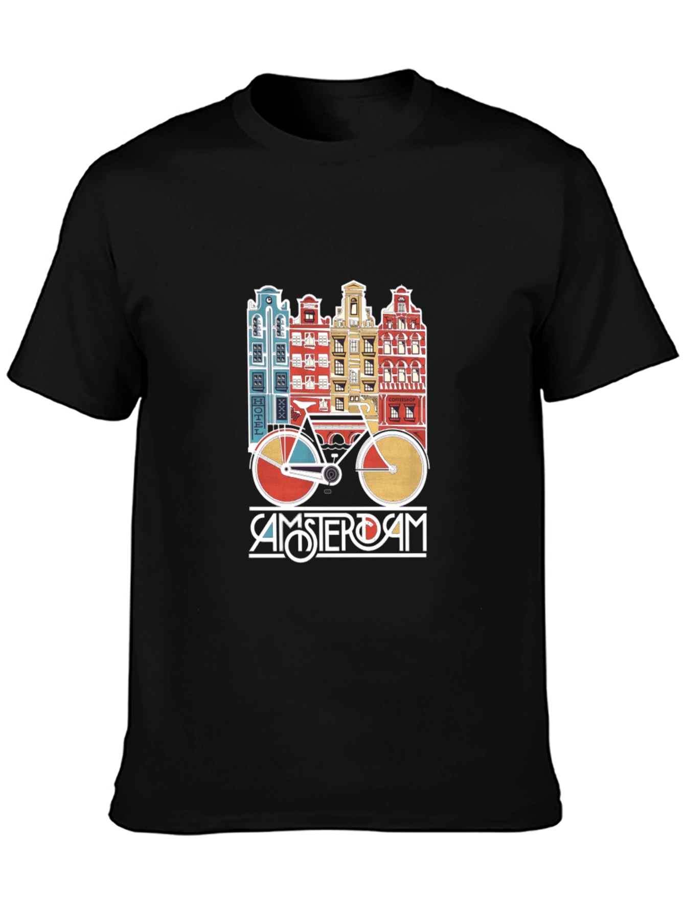 Amsterdam Bicycle T-Shirt - Retro Cityscape Design