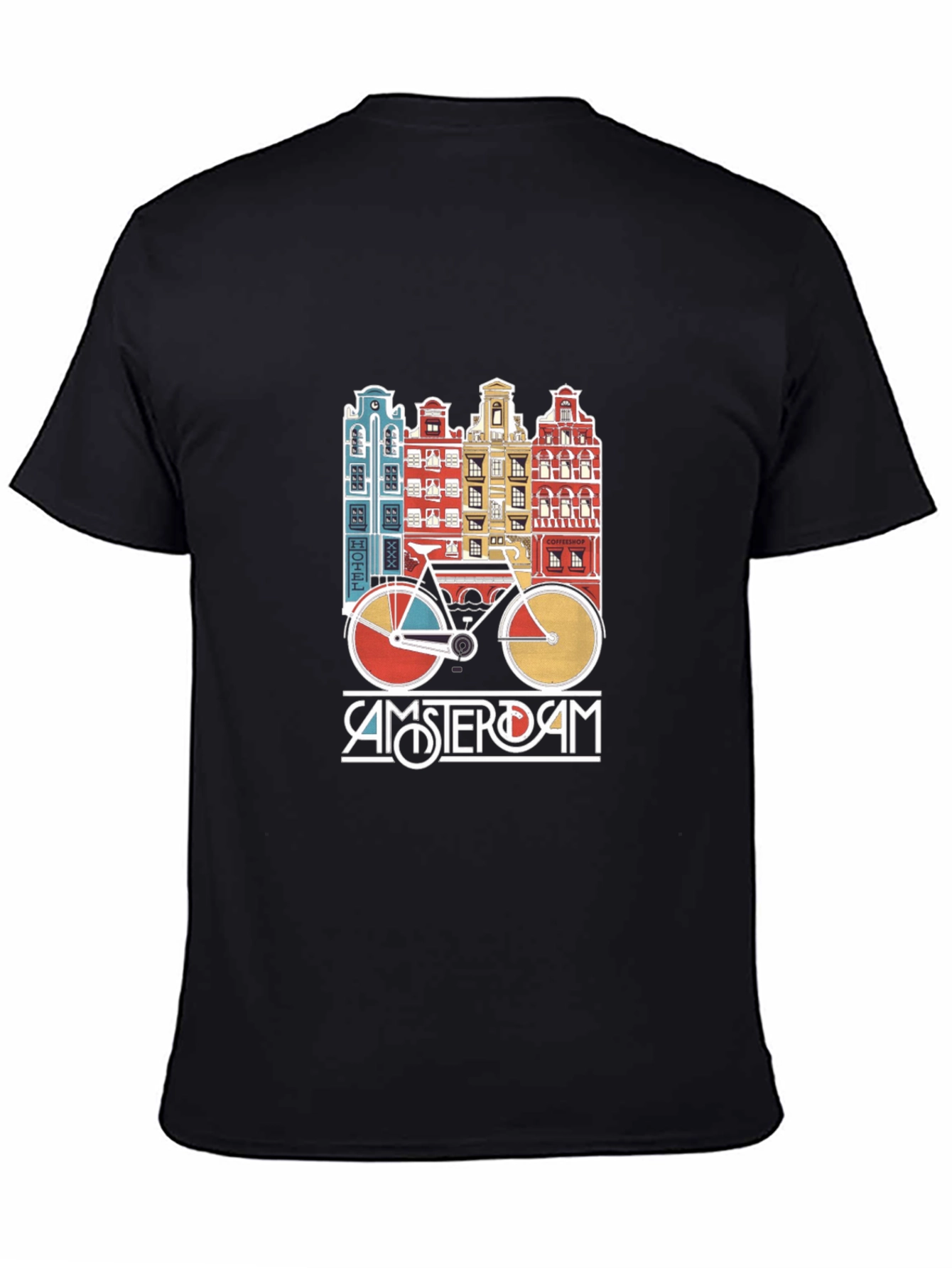 Amsterdam Bicycle T-Shirt - Retro Cityscape Design
