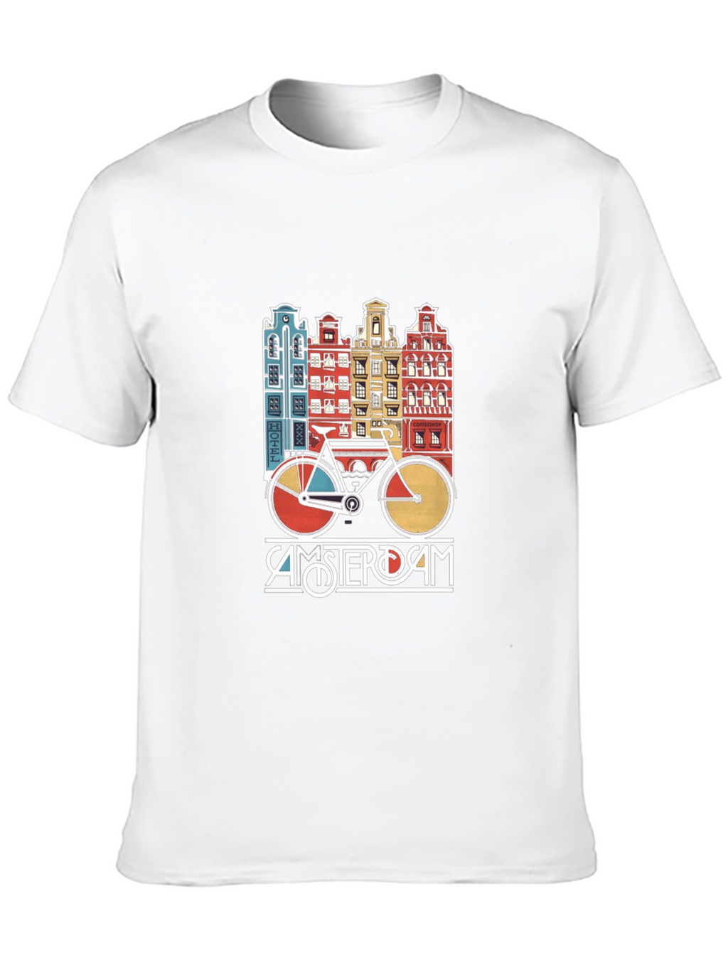 Amsterdam Bicycle T-Shirt - Retro Cityscape Design