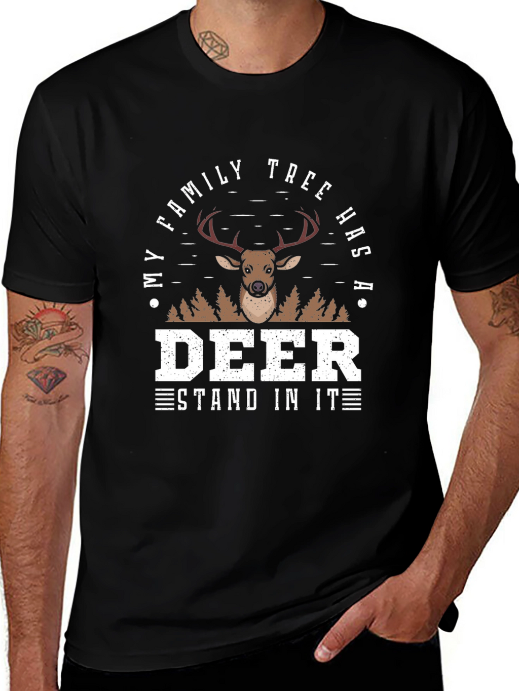 Deer Family Tree Novelty Graphic Tee