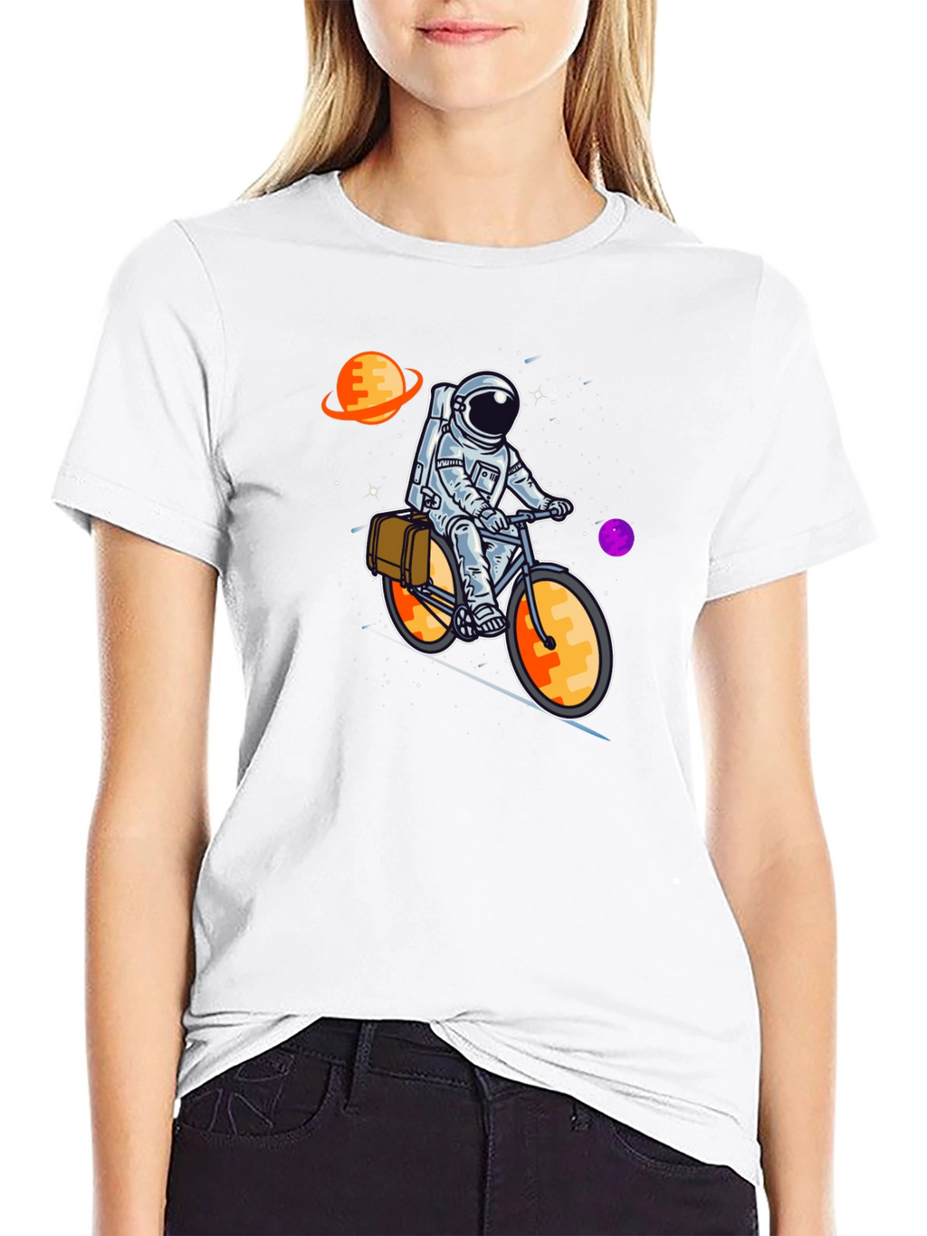 Astronaut on Bicycle Graphic T-Shirt