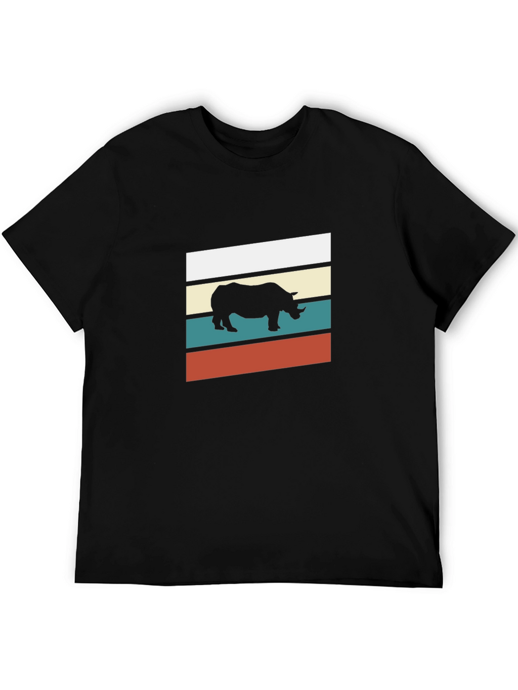 Retro Rhino Graphic Tee - Stylish Mens Black T-Shirt