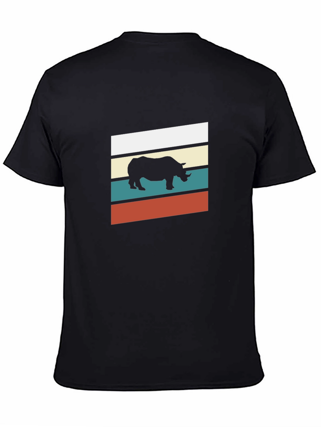 Retro Rhino Graphic Tee - Stylish Mens Black T-Shirt