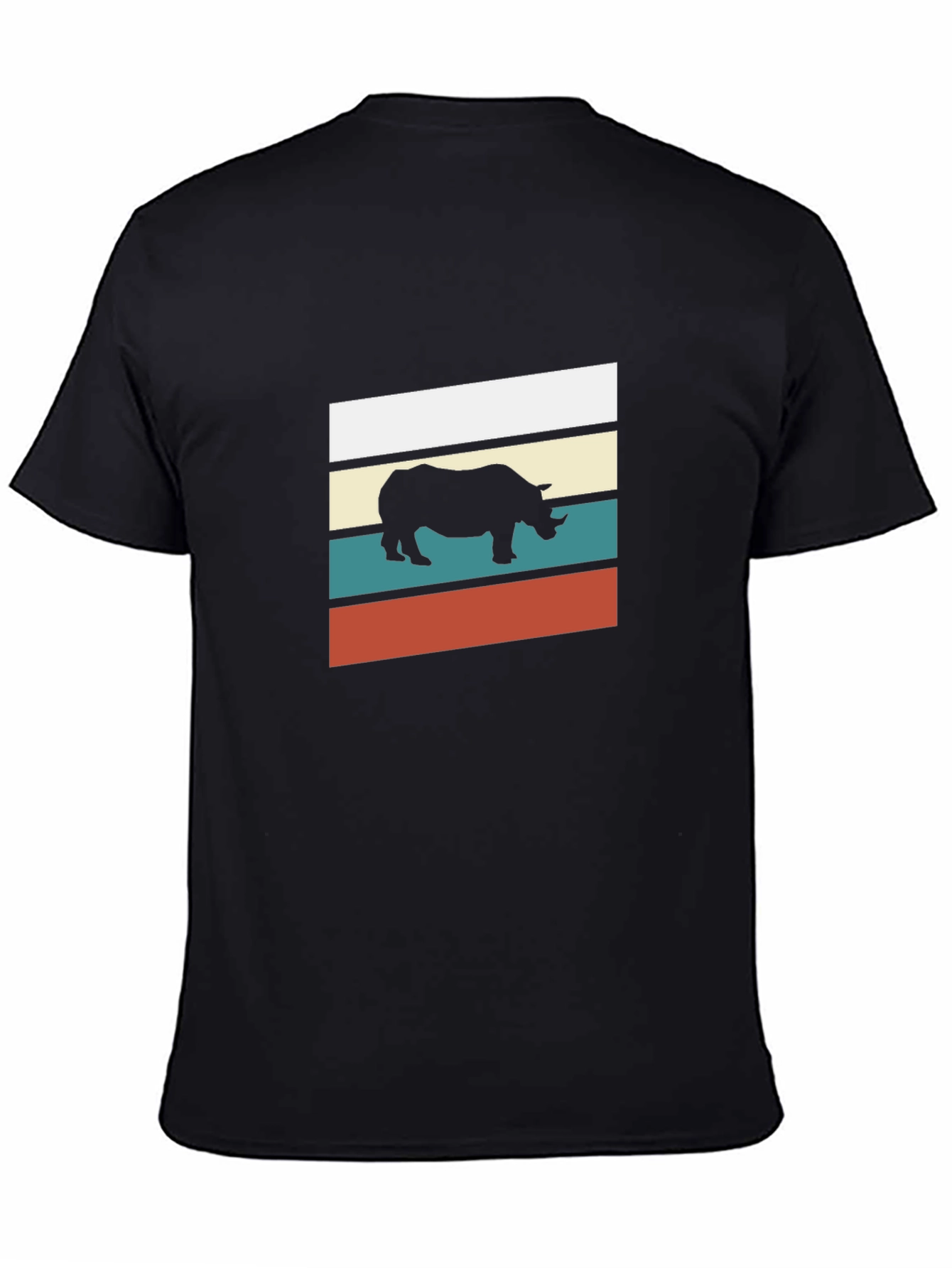 Retro Rhino Graphic Tee - Stylish Mens Black T-Shirt