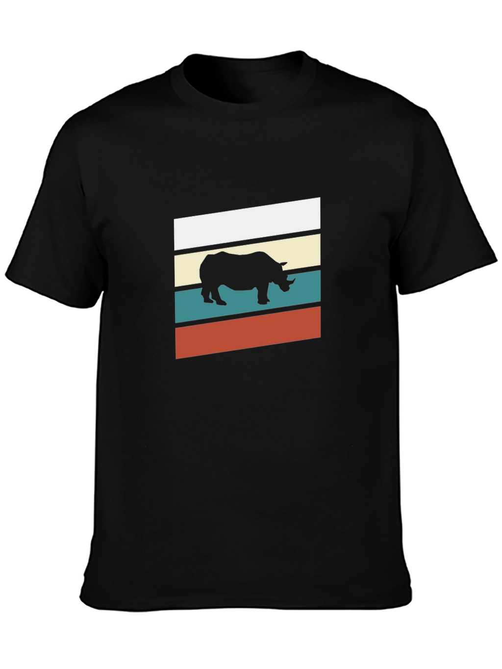 Retro Rhino Graphic Tee - Stylish Mens Black T-Shirt