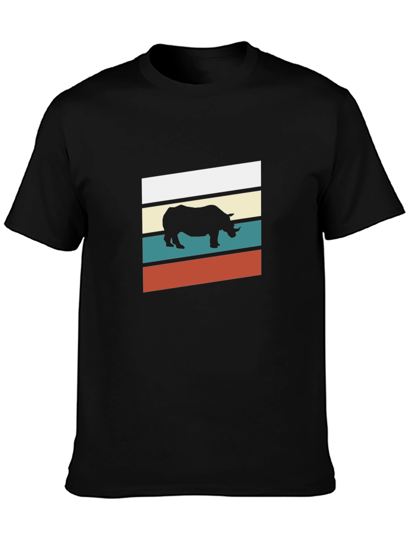 Retro Rhino Graphic Tee - Stylish Mens Black T-Shirt