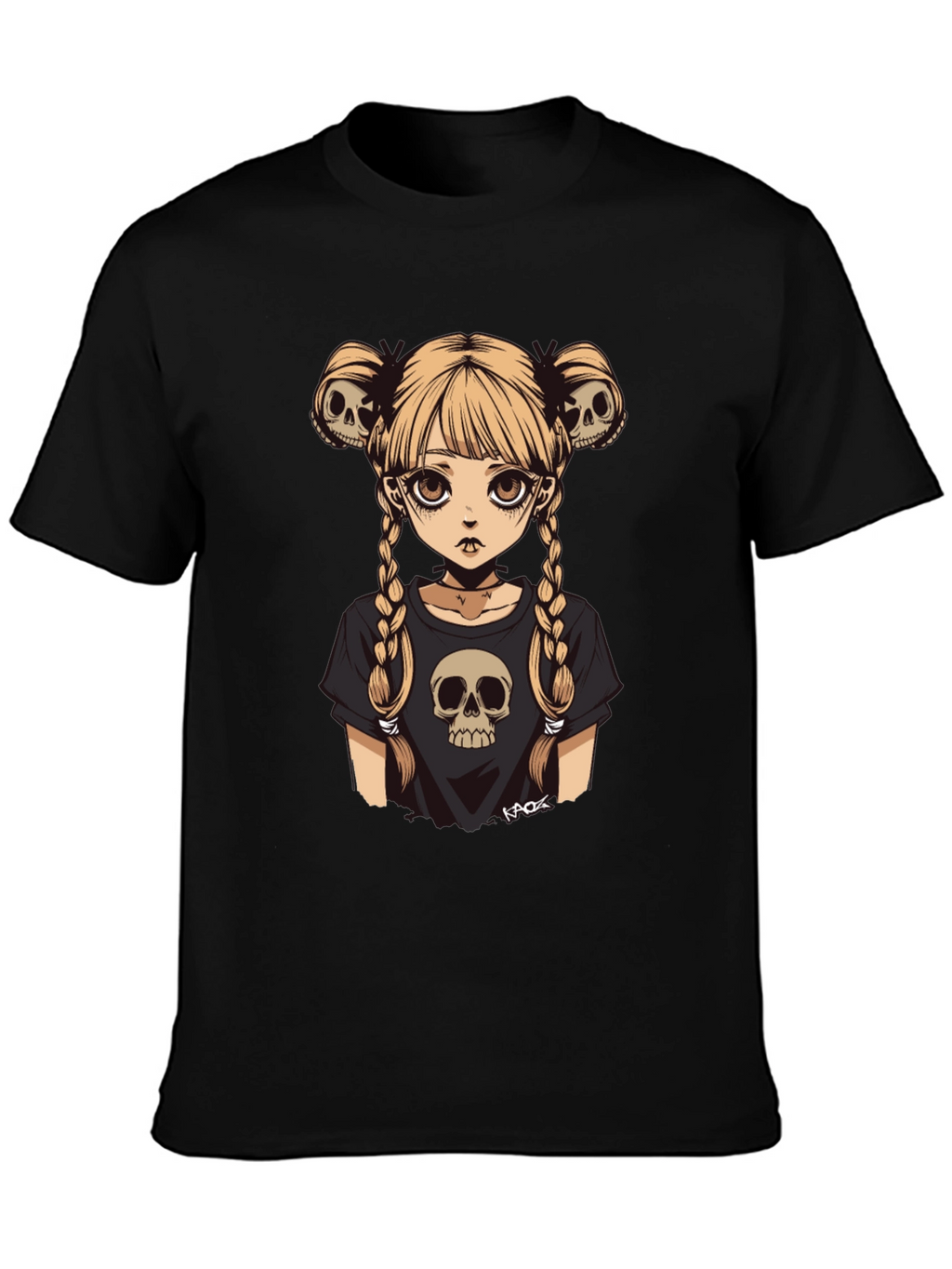 Gothic Girl Skull Tee - Edgy Anime Style