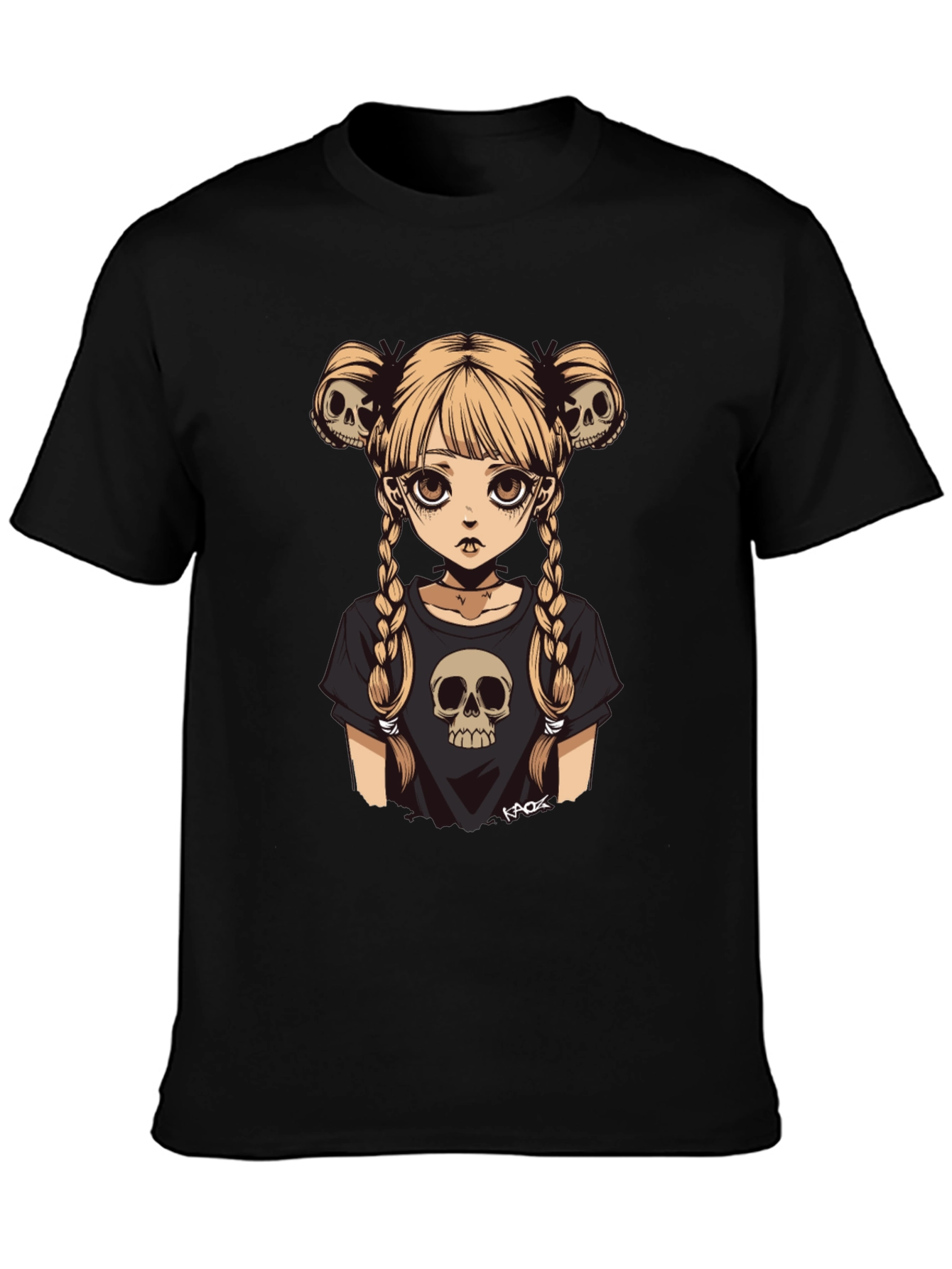 Gothic Girl Skull Tee - Edgy Anime Style